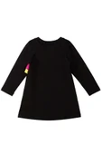 Siyah Unicorn Zebra Kız Çocuk Uzun Kollu Fırfır Detaylı Elbise thumbnail 4