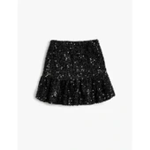 Astarlı Payetli Kloş Mini Etek Pullu thumbnail 2