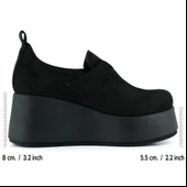 Erkan Saçmacı Miyuki Siyah Süet Yuvarlak Burun Lastik Bantlı Dolgu Topuklu Günlük Ayakkabı thumbnail 2