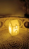Kış Evi Mumluk Noel Yılbaşı Süsü Dekoratif Biblo Tealight Mumluk Seti Mum Dahildir thumbnail 1