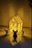 Kış Evi Mini Geyik Mumluk Noel Yılbaşı Süsü Dekoratif Biblo Tealight Mumluk Seti Mumlar Dahildir thumbnail 5