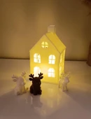 Kış Evi Mini Geyik Mumluk Noel Yılbaşı Süsü Dekoratif Biblo Tealight Mumluk Seti Mumlar Dahildir thumbnail 8