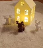 Kış Evi Mini Geyik Mumluk Noel Yılbaşı Süsü Dekoratif Biblo Tealight Mumluk Seti Mumlar Dahildir thumbnail 6