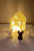 Kış Evi Mini Geyik Mumluk Noel Yılbaşı Süsü Dekoratif Biblo Tealight Mumluk Seti Mumlar Dahildir thumbnail 7