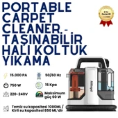 Portable Carpet Cleaner, Halı Koltuk Yıkama Makinesi, Güçlü Leke Çıkarıcı, Derinlemesine Temizlik ve Vakumlu Su Çekme Özellikli Profesyonel Temizlik Cihazı thumbnail 1