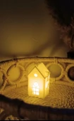 Kış Evi Mumluk Noel Yılbaşı Süsü Dekoratif Biblo Tealight Mumluk Seti Mum Dahildir thumbnail 5