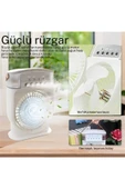 Şarjlı 600 Ml Su Hazneli Taşınabilir Masaüstü Vanilatör  Güçlü Fan Ve 2000 Mah Pil Beyaz thumbnail 3