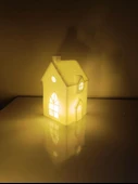 Kış Evi Mumluk Noel Yılbaşı Süsü Dekoratif Biblo Tealight Mumluk Seti Mum Dahildir thumbnail 4