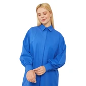 Oversize Balon Kol Poplin Gömlek thumbnail 12