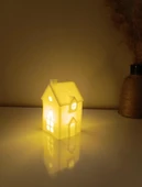 Kış Evi Mumluk Noel Yılbaşı Süsü Dekoratif Biblo Tealight Mumluk Seti Mum Dahildir thumbnail 2