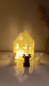 Kış Evi Mini Geyik Mumluk Noel Yılbaşı Süsü Dekoratif Biblo Tealight Mumluk Seti Mumlar Dahildir thumbnail 1