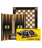 Sedef Kaplama Tavla - Satranç Büyük Boy Ahşap Pullu Tavla Satranç Dama thumbnail 1