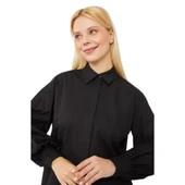 Oversize Balon Kol Poplin Gömlek thumbnail 5