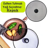 29 Cm Yağ Sıçratmaz Tel Kapak  Üstten Tutmalı Metal Kızartma Kapağı Tava Üstü Sıçrama Önleyici Kapak thumbnail 7