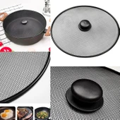 29 Cm Yağ Sıçratmaz Tel Kapak  Üstten Tutmalı Metal Kızartma Kapağı Tava Üstü Sıçrama Önleyici Kapak thumbnail 4