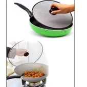 29 Cm Yağ Sıçratmaz Tel Kapak  Üstten Tutmalı Metal Kızartma Kapağı Tava Üstü Sıçrama Önleyici Kapak thumbnail 3