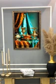 Otantik İbrik Desenli Dijital Baskılı Kadife Kumaş Çerçeveli Tablo TBL0083 RENKLİ 50 X 70 thumbnail 2