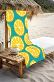 Dijital Baskı Plaj Deniz Havlusu Limon Desenli Peştamal HVL0166 RENKLİ 80 X 160 thumbnail 3