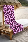 Dijital Baskı Plaj Deniz Havlusu Leoparlı Desen Peştamal HVL0014 RENKLİ 80 X 160 thumbnail 3