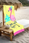 Dijital Baskı Plaj Deniz Havlusu Flamingo Desenli Peştamal HVL0211 RENKLİ 80 X 160 thumbnail 3