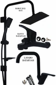 Banyo Lavabo Bataryası ve Robot Duş Takımı Siyah Renk Köşe Model thumbnail 1