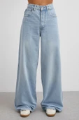 Yüksek Bel Geniş Paça Jean Buz Mavisi thumbnail 5