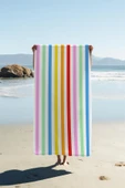 Dijital Baskı Plaj Deniz Havlusu Renkli Çizgiler Desenli Peştamal HVL0205 RENKLİ 80 X 160 thumbnail 1