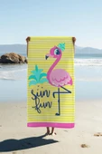 Dijital Baskı Plaj Deniz Havlusu Flamingo Desenli Peştamal HVL0211 RENKLİ 80 X 160 thumbnail 1