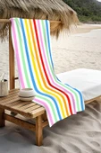 Dijital Baskı Plaj Deniz Havlusu Renkli Çizgiler Desenli Peştamal HVL0205 RENKLİ 80 X 160 thumbnail 3