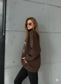 Yarım Fermuarlı Oversize "NYC" Baskılı Sweat thumbnail 4