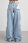 Yüksek Bel Geniş Paça Jean Buz Mavisi thumbnail 6