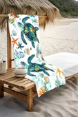 Dijital Baskı Plaj Deniz Havlusu Kaplumbağa Desenli Peştamal HVL0117 RENKLİ 80 X 160 thumbnail 3