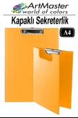 A4 Turuncu Kapaklı Sekreterlik 1 Adet Renkli Klipsli Metal Mekanizmalı 80 Yaprak Kapasiteli Ofis Büro thumbnail 1