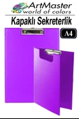 A4 Mor Kapaklı Sekreterlik 1 Adet Renkli Klipsli Metal Mekanizmalı 80 Yaprak Kapasiteli Ofis Büro thumbnail 1