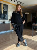 MDB Kadın Uzun Kollu Bisiklet Yaka Viskon Iki Iplik Bluz Ve Pantolon Ikili Takım thumbnail 4