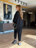 MDB Kadın Uzun Kollu Bisiklet Yaka Viskon Iki Iplik Bluz Ve Pantolon Ikili Takım thumbnail 2