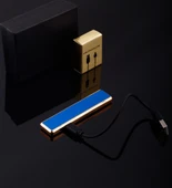 Şık Görünümlü Usb Şarjlı Rezistanslı İnce Slim Metal Çakmak (mavi) thumbnail 3