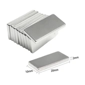 100 Adet 20x10x2 Mm Neodyum Mıknatıs Köşeli Magnet N35 Nikel Kaplama Güçlü Kaliteli Dayanıklı thumbnail 2