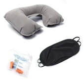 Üçlü Seyahat Seti Şişme Yastık Göz Bandı Kulak Tıkacı thumbnail 7