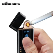 Elektronik Şarj Edilebilir Alevsiz Usb Dokunmatik Siyah Çakmak - Kutulu thumbnail 1