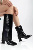Wila Siyah Parlak Topuklu Tak Çıkar Çizme thumbnail 3