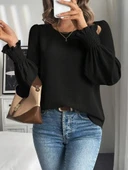 MDB Kadın Uzun Kollu Yuvarlak Yaka Aerobin Bluz thumbnail 2