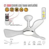 Cata Cenevre Ledli Tavan Vantilatörü Beyaz (Kumandalı) CT-3000 thumbnail 2