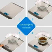 Dijital Mutfak Terazisi Paslanmaz Çelik Elektronik Lcd Ağırlık 5 Kg Ölçeklii Pişirme Ölçü Aleti thumbnail 5