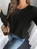 MDB Kadın Uzun Kollu Yuvarlak Yaka Aerobin Bluz thumbnail 5