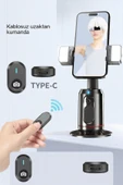 360° Yapay Zeka Yüz Takipli RGB Işıklı Kumandalı Selfie Tripod Gimbal Telefon Sabitleyici Tripod thumbnail 5