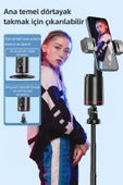 360° Yapay Zeka Yüz Takipli RGB Işıklı Kumandalı Selfie Tripod Gimbal Telefon Sabitleyici Tripod thumbnail 3