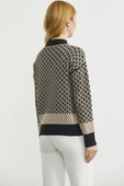 Yarım Balıkçı Renk Motifli Triko Kazak - Siyah thumbnail 6