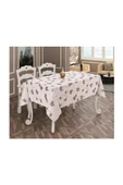 Çiçekli Masa Örtüsü Şık 150x150cm PVC Silinebilir thumbnail 4
