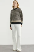Yarım Balıkçı Renk Motifli Triko Kazak - Siyah thumbnail 4